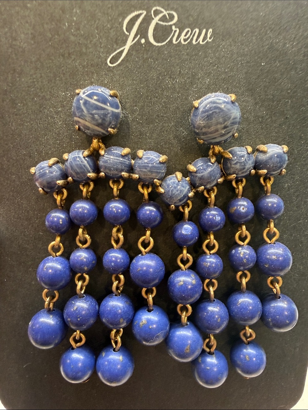 J. Crew Lapis-Style Beaded Cascade Drop Earrings